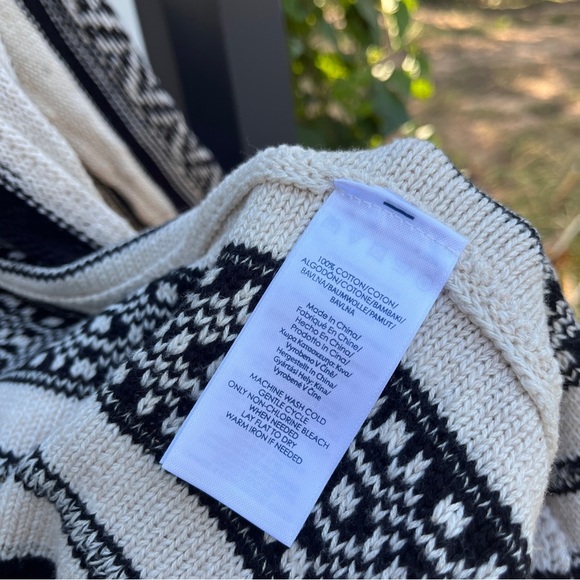 CHAPS DENIM Sweater Black Ivory Long Line Open Front Cardigan Knit Cotton Small - Picture 9 of 12